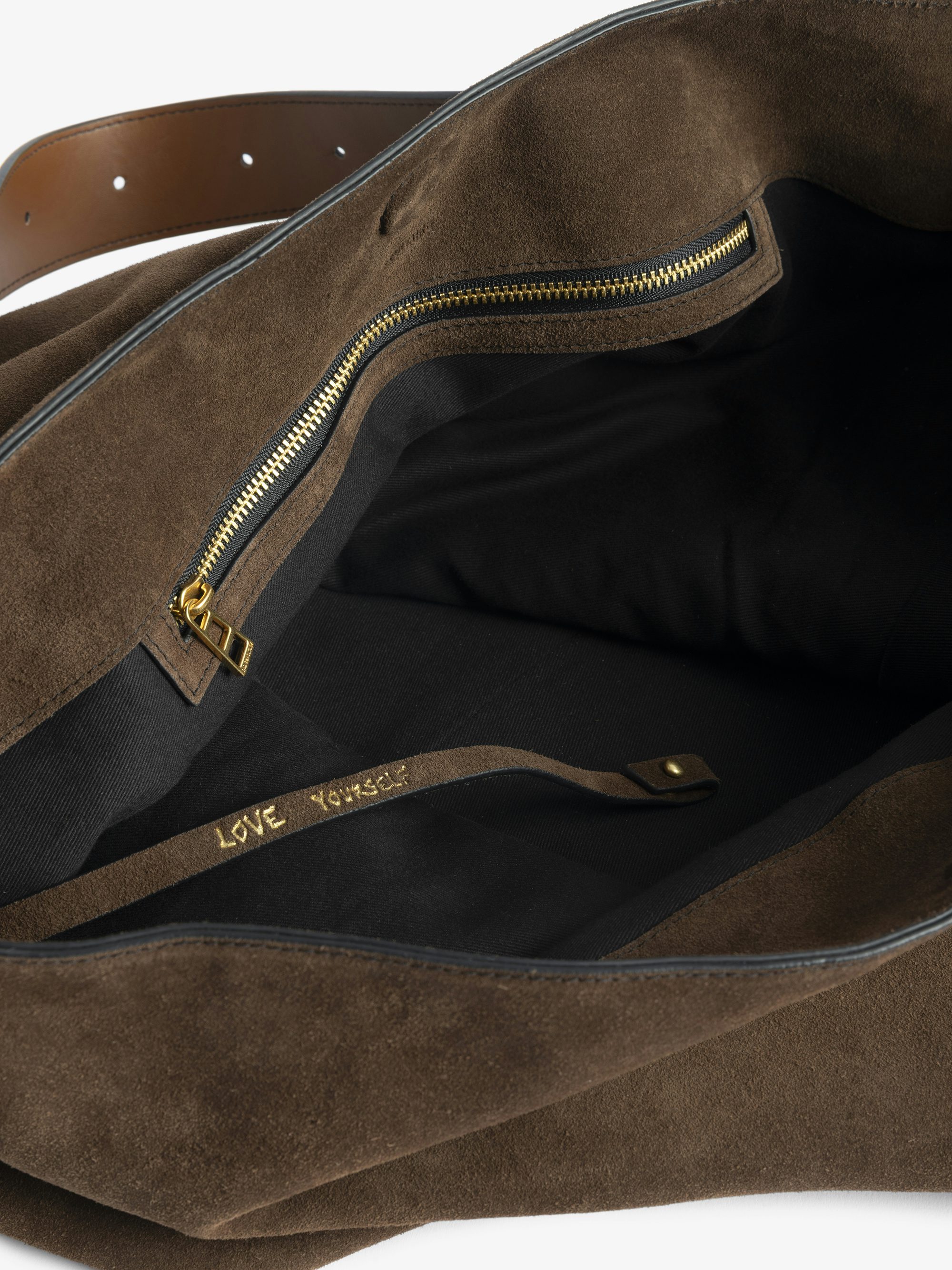 Jane Hobo XL Suede Bag - Hobo bag in suede leather with adjustable handle and embossed wings signature.